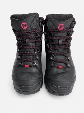 Merrell Black Pink Leather Gore-Tex Vibram Waterproof Hiking Boots Outdoor Boots
